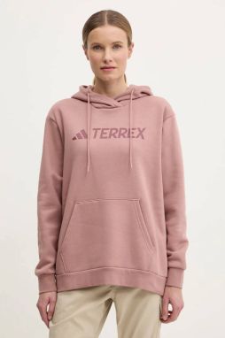 Tepláková mikina adidas TERREX Multi ružová farba, s kapucňou, s potlačou, JF9090