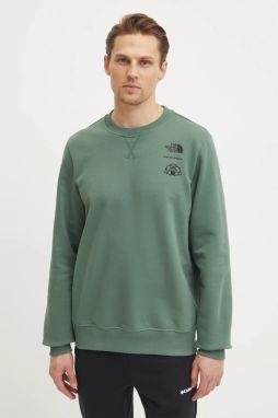 Bavlnená mikina The North Face Outdoor Graphic pánska, zelená farba, s potlačou, NF0A8C21HCH1