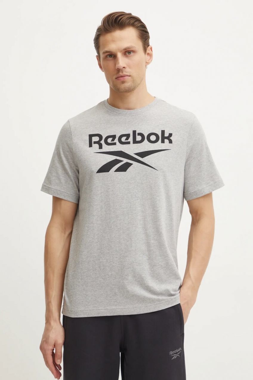 Bavlnené tričko Reebok Classic pánsky, šedá farba, s potlačou, 100071173