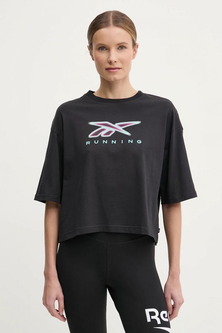 Bavlnené tričko Reebok Classic dámske, čierna farba, 100218832