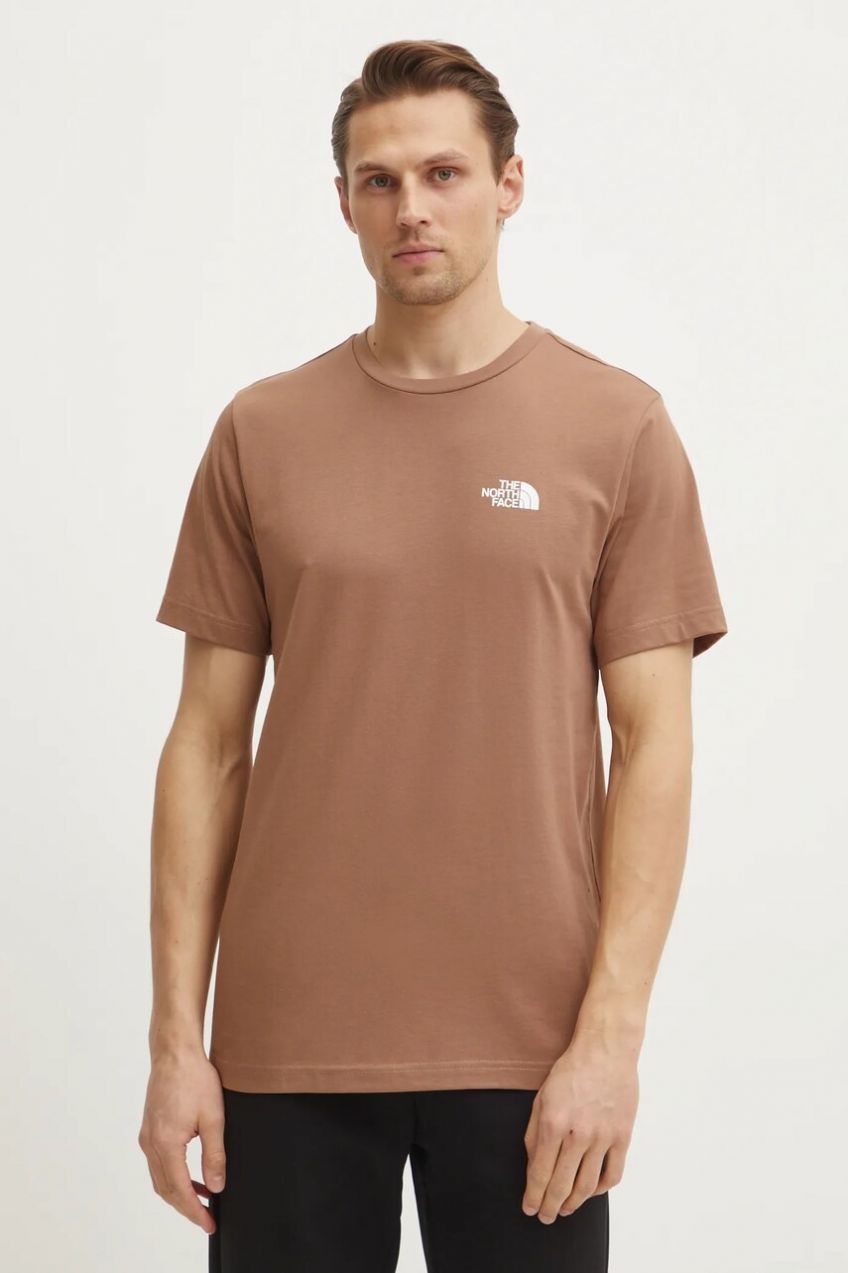 Tričko The North Face Simple Dome pánske, hnedá farba, s potlačou, NF0A87NG6IH1