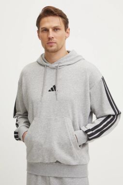 Mikina adidas Essentials pánska, šedá farba, s kapucňou, s nášivkou, JD1871