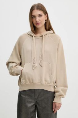 Mikina Pepe Jeans FALISTA dámska, béžová farba, s kapucňou, jednofarebná, PL581451