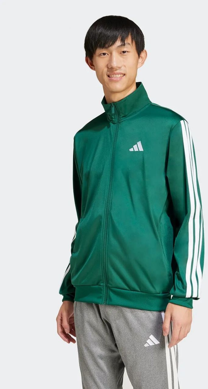Mikina adidas 3-Stripes pánska, zelená farba, s nášivkou, JI8821