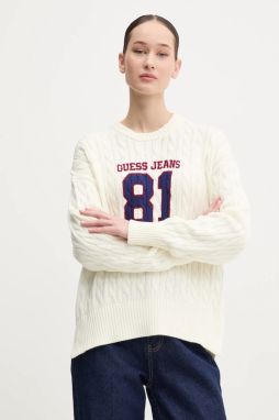 Bavlnený sveter Guess Jeans béžová farba, W5RR48 Z3HM1