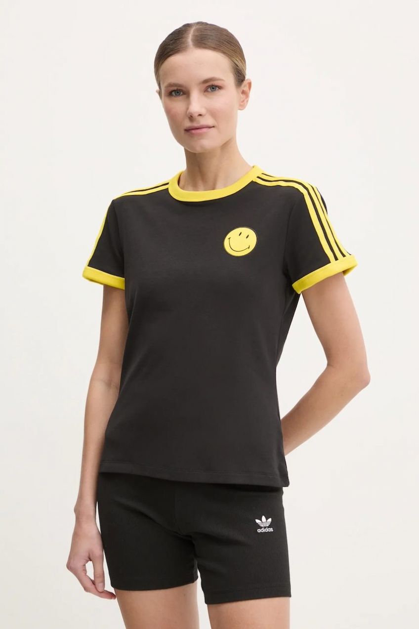 Tričko adidas Originals X Smiley dámske, čierna farba, JD2738