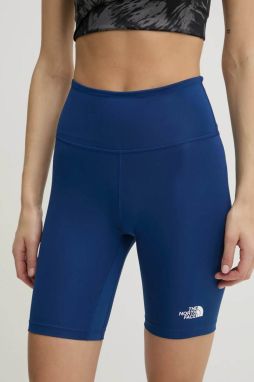 Športové krátke nohavice The North Face Flex dámske, tmavomodrá farba, jednofarebné, vysoký pás, NF0A8BRVD1R1