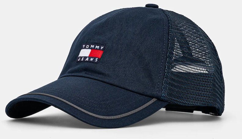 Šiltovka Tommy Jeans tmavomodrá farba, s nášivkou, AM0AM13287