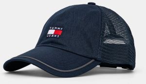 Šiltovka Tommy Jeans tmavomodrá farba, s nášivkou, AM0AM13287