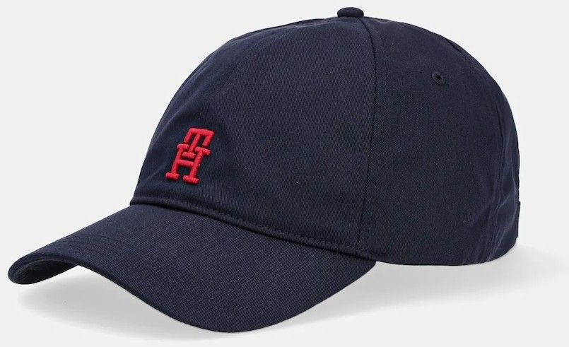 Bavlnená šiltovka Tommy Hilfiger tmavomodrá farba, s nášivkou, AM0AM13542