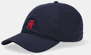Bavlnená šiltovka Tommy Hilfiger tmavomodrá farba, s nášivkou, AM0AM13542