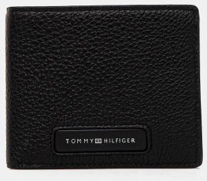 Kožená peňaženka Tommy Hilfiger pánsky, čierna farba, AM0AM13252