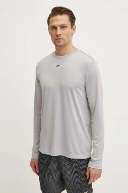 Tričko s dlhým rukávom Reebok pánske, šedá farba, 100216546