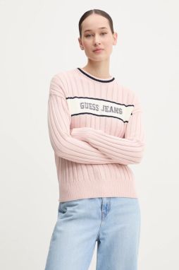 Bavlnený sveter Guess Jeans ružová farba, W5RR46 Z3HM1