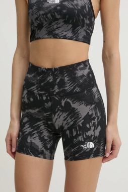 Športové krátke nohavice The North Face Flex dámske, čierna farba, vzorované, vysoký pás, NF0A8BQR8R41