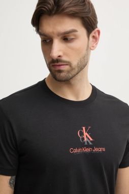 Bavlnené tričko Calvin Klein Jeans pánske, čierna farba, s potlačou, J30J327469