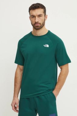 Bavlnené tričko The North Face pánske, zelená farba, s potlačou, NF0A87NU6GI1