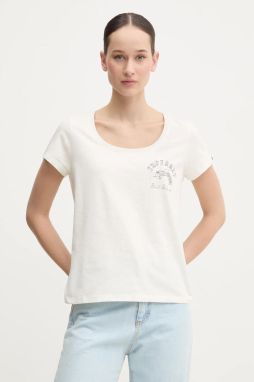 Bavlnené tričko Superdry dámske, béžová farba, W1011613A-1KZ