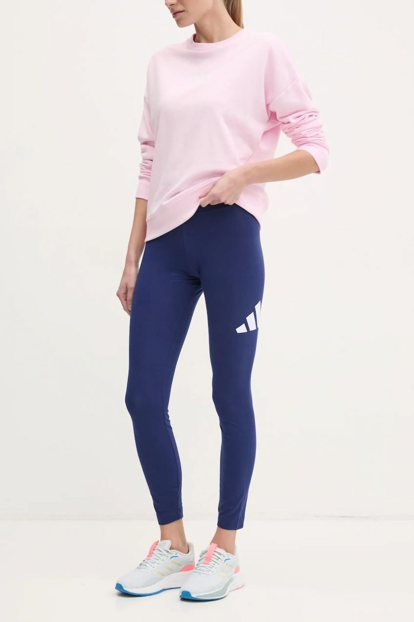 Legíny adidas Essentials dámske, tmavomodrá farba, s potlačou, JH1184