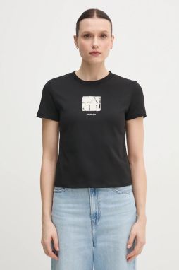 Bavlnené tričko Calvin Klein Jeans dámske, čierna farba, J20J225260