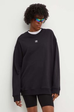 Bavlnená mikina adidas Originals Essential dámska, čierna farba, jednofarebná, IY9630