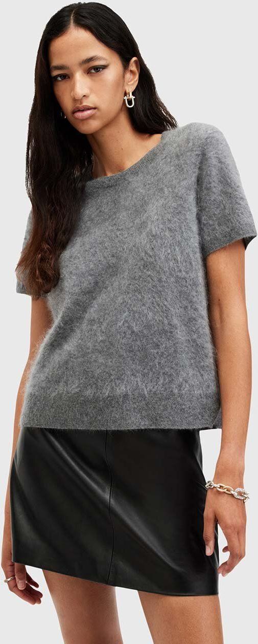 Vlnené tričko AllSaints REBEL TEE šedá farba, W118KB