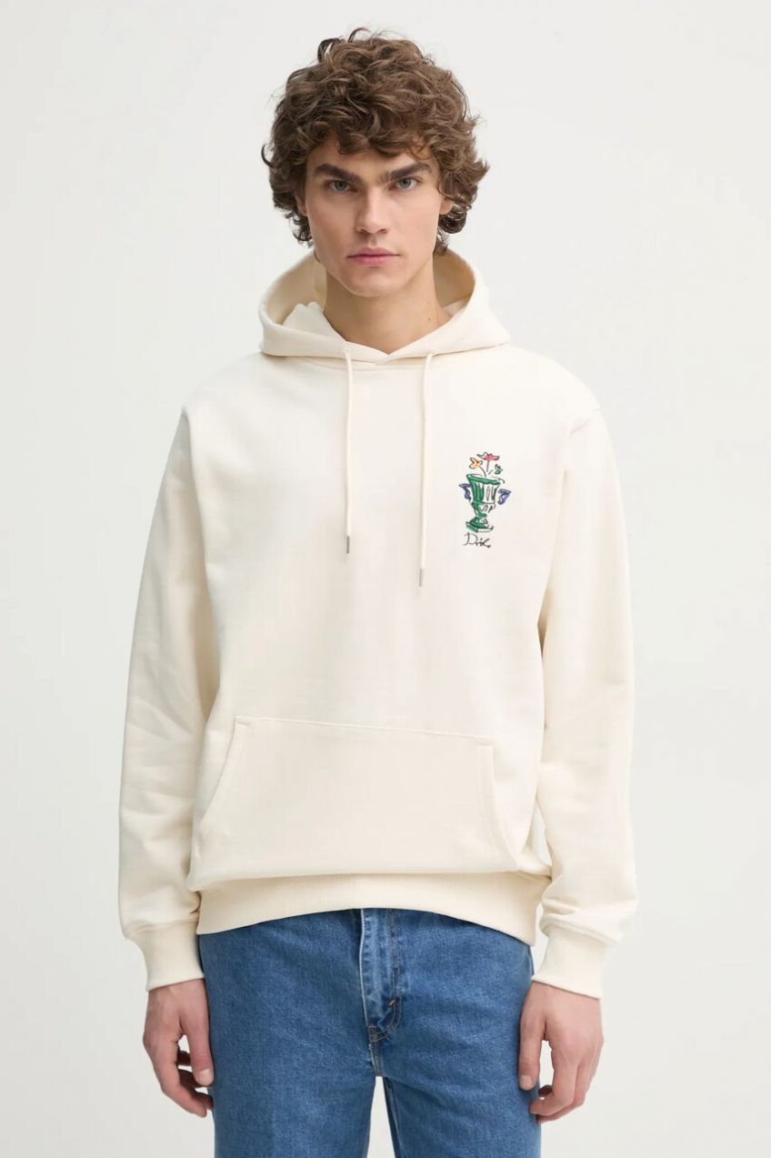 Bavlnená mikina Drôle de Monsieur Le Hoodie Vase pánska, béžová farba, s kapucňou, s nášivkou, F-HO174-CO127-CM