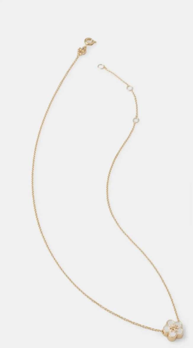 Pozlátený náhrdelník Tory Burch Kira Flower Pendant 158996-700
