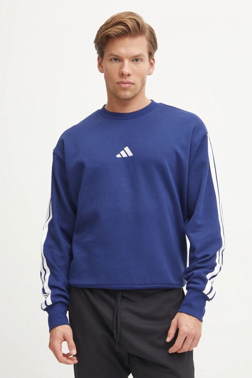 Mikina adidas Essentials pánska, tmavomodrá farba, vzorovaná, JE6307