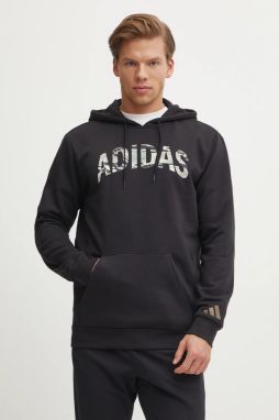 Mikina adidas Camo pánska, čierna farba, s kapucňou, s potlačou, JI6767