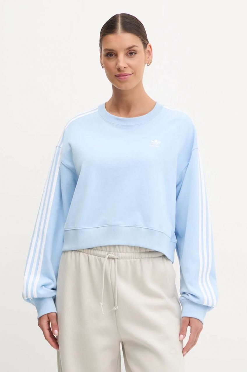 Mikina adidas Originals 3S CROP SWEAT dámska, s nášivkou, JC8141