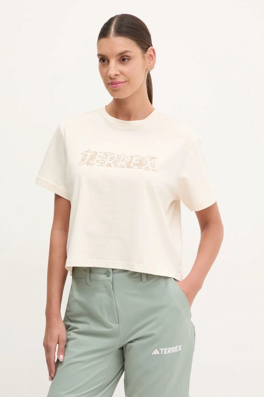 Tričko adidas TERREX Wild dámske, béžová farba, JI9155