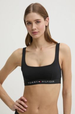Plavková podprsenka Tommy Hilfiger čierna farba, mäkké košíky, UW0UW04108