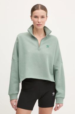 Mikina adidas Originals Essential dámska, zelená farba, jednofarebná, JC8982
