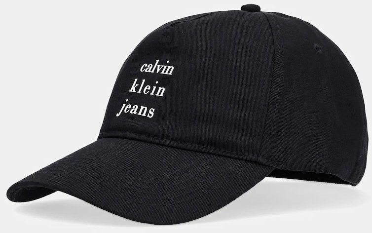 Bavlnená šiltovka Calvin Klein Jeans čierna farba, s potlačou, LV04G5036G