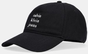 Bavlnená šiltovka Calvin Klein Jeans čierna farba, s potlačou, LV04G5036G