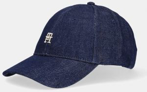 Džínsová šiltovka Tommy Hilfiger tmavomodrá farba, s nášivkou, AW0AW17137