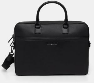 Kožená taška Tommy Hilfiger čierna farba, AM0AM13214