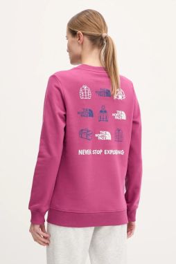Bavlnená mikina The North Face Outdoor Graphic dámska, ružová farba, s potlačou, NF0A8C246EO1