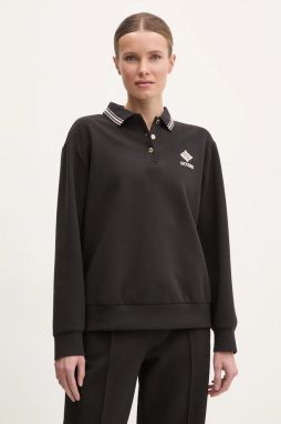 Mikina Guess MARGARET dámska, čierna farba, s nášivkou, V5RQ01 KCLD1
