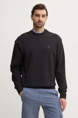 Bavlnená mikina Calvin Klein Jeans pánska, čierna farba, jednofarebná, J30J327228
