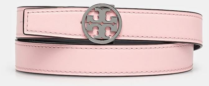 Obojstranný kožený opasok Tory Burch Miller Smooth Reversible dámsky, ružová farba, 159072-650