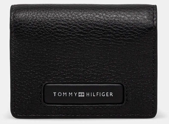 Kožená peňaženka Tommy Hilfiger pánska, čierna farba, AM0AM13254