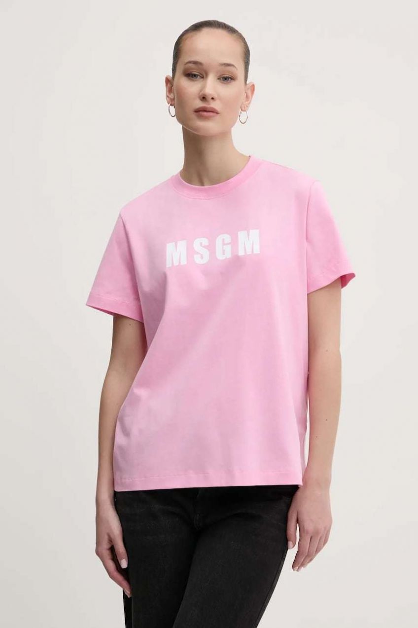 Bavlnené tričko MSGM dámske, ružová farba, 3841MDM92.257002