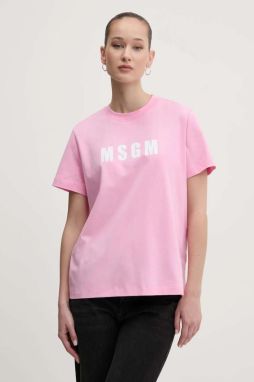 Bavlnené tričko MSGM dámske, ružová farba, 3841MDM92.257002