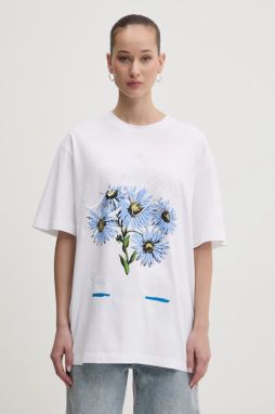 Bavlnené tričko MSGM dámske, biela farba, 3841MDM133.257269