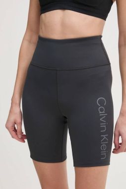 Tréningové šortky Calvin Klein Performance šedá farba, s potlačou, vysoký pás, LVGWS5L708