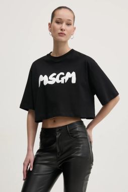 Bavlnené tričko MSGM dámske, čierna farba, 3841MDM100.257002