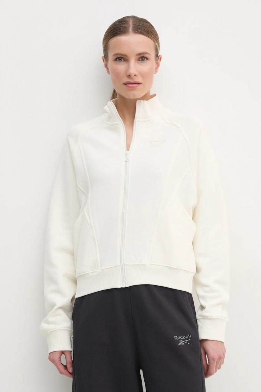 Bavlnená mikina Reebok Classic dámska, béžová farba, jednofarebná, 100214105