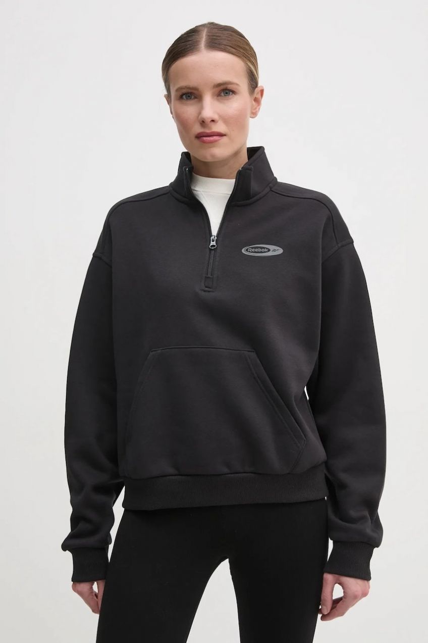 Mikina Reebok Classic dámska, čierna farba, jednofarebná, 100214264